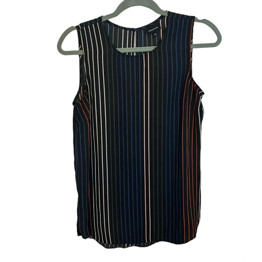 WHO WHAT WEAR MULTICOLOR STRIPED SLEEVELESS BLOUSE